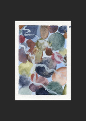 ACEO/ ATC Blue River Rocks Watercolor OOAK Original Art SaraClaireArt