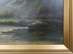 ANDREW BEER (1862–1954) SIGNED ORIGINAL OIL ON CANVAS RIVER LANDSCAPE CIRCA 1924