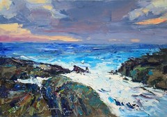 Storm seascape Original oil painting IMPRESSIONISM Oil on panel by A Onipchenko