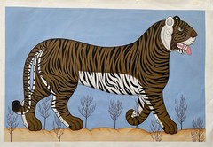 Original Brown Tiger Oil Painting On Canvas „30Inches X 45 Inches „