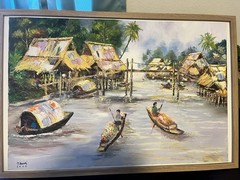 Monsoon Time Thailand Oil Painting NEWLY FRAMED 30 X 20
