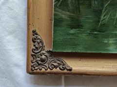 Heinrich Vosberg Oil Painting on Glass Alone and Forsaken Lady Boat Gilt Frame