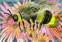 Honeybee Floral Original Abstract 9×12 Watercolor Paper Signed Contemporary