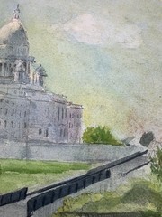 Vintage Watercolor Painting ~ RHODE ISLAND State House ~ 11 7/8″ x 9 3/8″