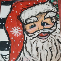 Folk Art Santa Claus Christmas Painting – Acrylic, Canvas, Holidays, Portrait