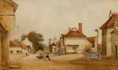 19th Century Watercolour – Morning in The Village