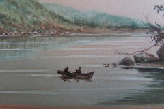 Hudson River painting signed R. W. H. possibly Richard William Hubbard antique