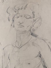 Vintage 1920s/30s Original Pencil & Charcoal Nude Drawing Lady Double Sided I