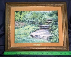 Rare Paul Bruyere Painting „Fantasie“ 1969 Palm Beach Art Show A French Garden