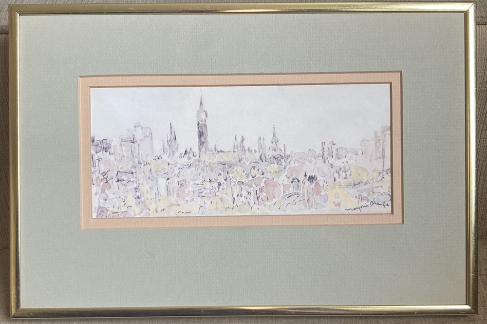 Framed Matted Original Watercolor Art Signed by Canadian Artist Marjorie Orange