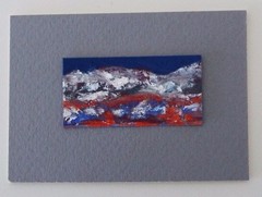WINTER SNOWY MOUNTAINS Miniature Soft Pastel Painting 1″x2″ Julia Garcia NEW