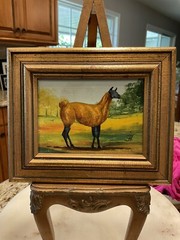 VTG Landscape Alpaca Lama Small Oil Painted , Artist Signed