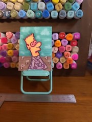 Original Painting Mini Golf Bart Bong Aceo Art Card Fun Games Golfing Markers MG