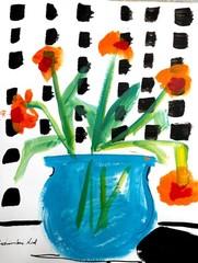 11″x14″ Abstract Hand Painted Floral Still Life Signed by Artist Home Art
