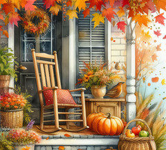 DIY Country Fall Porch Scene Diamond Painting Kit F23 (40×40 cm)