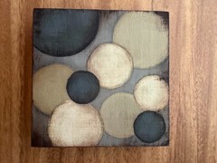 Small Abstract Circle Art Contemporary Painting on Wood Panel Shelf Sitter