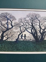 CLIVE DAVIES: 1996, Original Watercolor PTG, „Morning Run,“ Framed-Matted-Signed