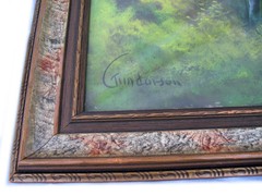 3pc Antique Original Andrew Gunderson Signed Pastel Chalk Art Painting Landscape