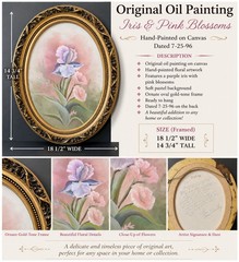Original Floral Oil Painting – Framed Oval Wall Art – Dated 7-25-96