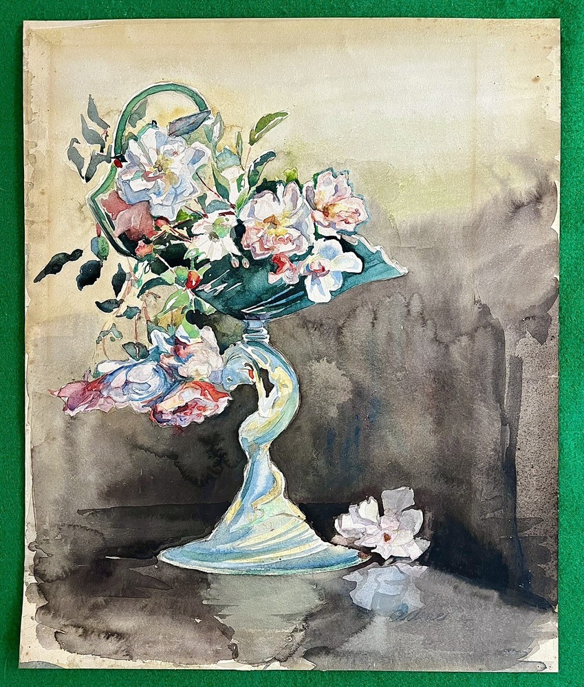 Original ANNIE MACKIE (1864-1934) Flowers WATERCOLOR Antique SCOTLAND SIGNED Art