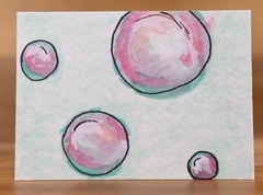 Original ACEO Art Bubbles Copic Marker Miniature OOAK Painting #6/8