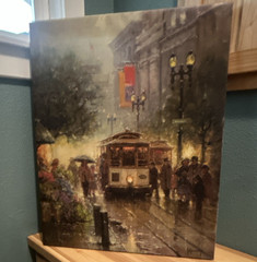 G Harvey Signed Cable Cars on Powell 1984 Canvas 30”x 24” Print