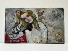 Mid Century Abstract Painting PRETTY WOMAN Modernist Expressionism Irving Block
