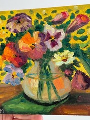 Flowers Painting Original Oil Impasto Still Life Signed Floral Canvas Wall Art