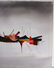 ORIGINAL LARGE MIXED MEDIA PAINTING ON PAPER SIGNED ABSTRACT MODERNISM MOVEMENT
