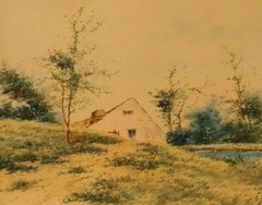 Original Idaho, Watercolor, By Martin, Signed , Antique Original Frame (1940’s).