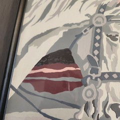 Vintage Framed Paint By Number Horse Pictures Set of 2 Retro Equestrian Folk Art