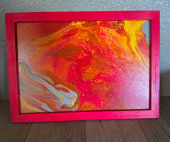 Handmade Acrylic Paint Pour Upcycled Wall Decor Abstract Art Home Decoration