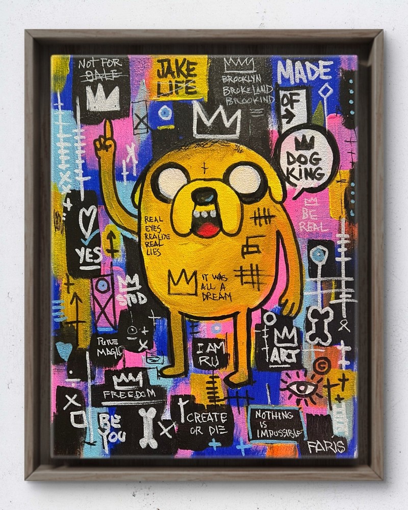Faris Art-Jake the Dog-11×14 Neo Expressionism Original Artwork on Canvas