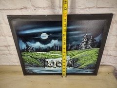 Acrylic Moonlight Forest Landscape Painting Canvas Signed Original 16×20 Oregon