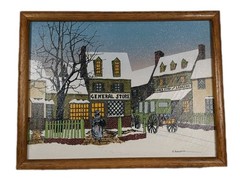 Vintage H. Hargrove/Nicolo Sturiano Serigraph On Canvas General Store Coach Stop
