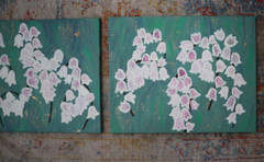 2 pcs original ready to hang 16*40″ abstract modern lilies painting art decor