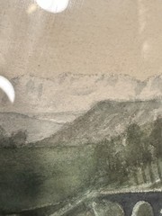 Antique Original Watercolor By Jean Danner 1868 -1939 Swiss Alps Inn Cafe
