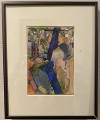 Original Abstract Watercolor Painting 6×4 Framed Modern Color Study Art