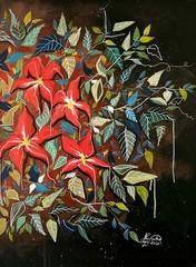 Abstract Floral Painting Modern Diptych Ultra-Contemporary 120×80 cm/47 x 31 in