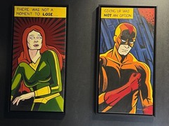 Original Pop Art Comic Style Paintings (2) Signed, Framed Jean Gray & Daredevil