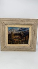 M Vosil Original Oil Painting 1983 Signed Tropical Landscape Palm Trees Framed