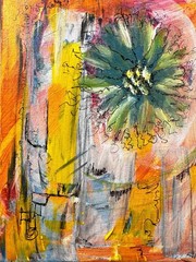 Original Abstract Expressionism 8×10 Flower Handmade Signed Fine Art 126