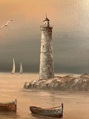 **Massive** MAX SAVY Original/signed Oil Painting HARBOR SCENE **Beautiful**