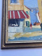 MID CENTURY IMPRESSIONIST PAINTING ARCHITECTURE CITY STREET SCENE SIGNED CORINI