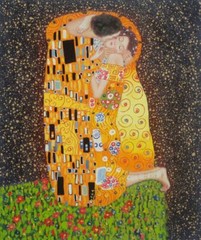 24×20 The Kiss Of Gustav Klimt Oil Painting Modern Portrait Couple