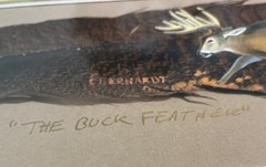 John Eberhardt Turkey Feather Painting “THE BUCK FEATHER” 22.5”X10.5” Frame 2006