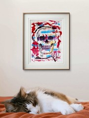 Original Modern Anatomical Art 9×12 Expressionist Skull Acrylic Painting Paper