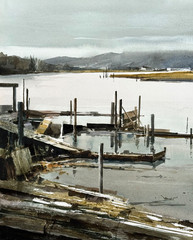 Vintage Ritchie Benson -Winter Mists- Coastal Scene Painting Challis Galleries