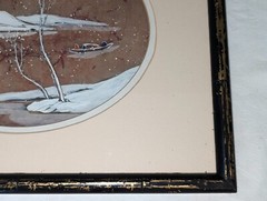 Vtg Japanese Painting Marked Z Sui 85 N.Y. w Signature Woman Child Girl in Boat