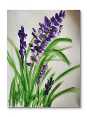 Abstract Purple Flowers Impression Original Wall Art 14X11 Mixed Media Paper